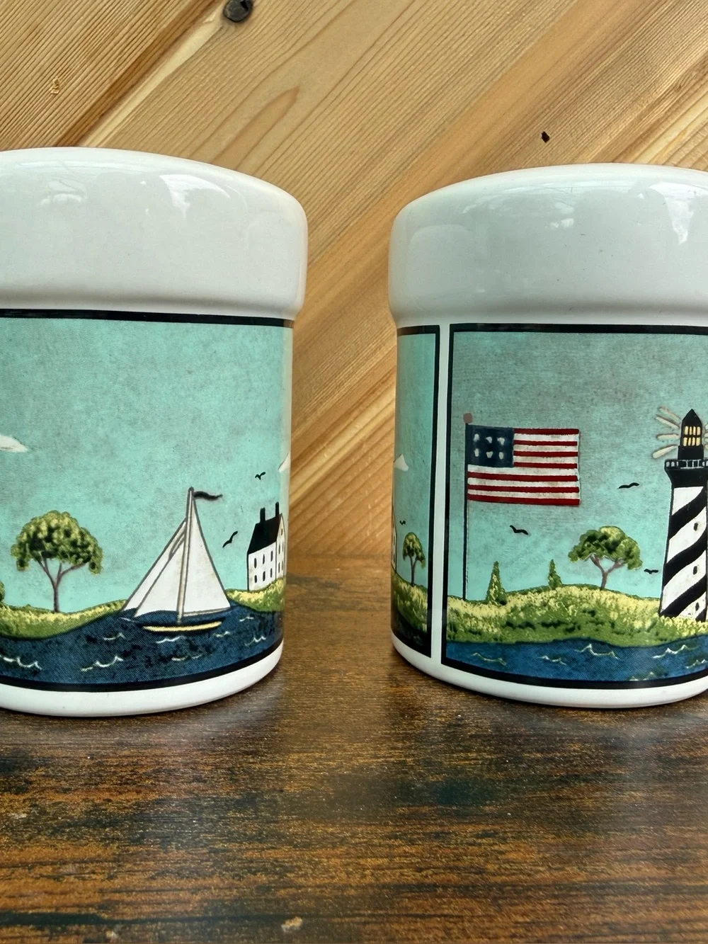 Coastal Lighthouse Salt & Pepper Shakers - White, Aqua